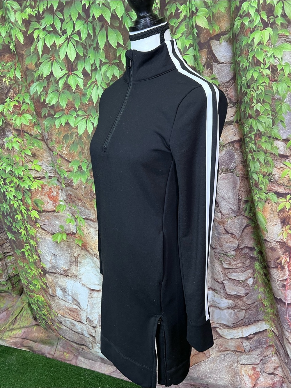 ATHLETA Black Side Zip Athleisure Performance Long Sleeve Dress, XXS - Picture 6 of 13
